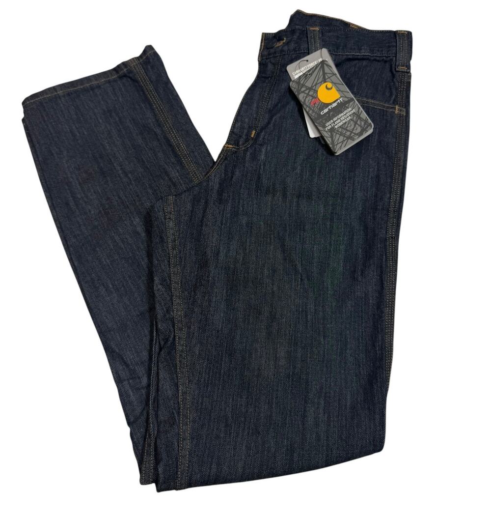 NWT 30x34 Carhartt Force FR Jeans Men’s Relaxed Fit CAT 2 Flame Resistant Dark